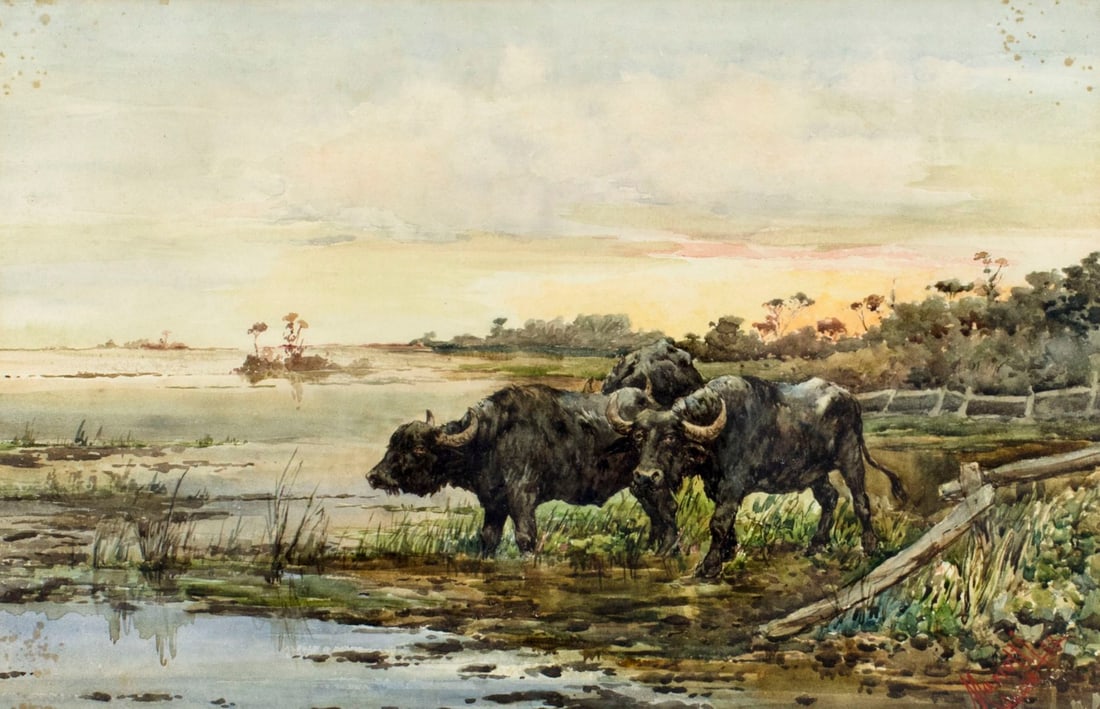 Leopoldo Mariotti (Italy,1848-1916) watercolor painting antique (1 of 10)