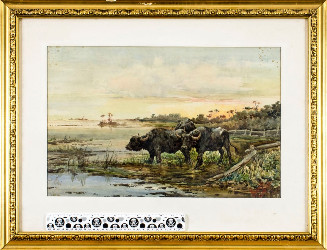 Leopoldo Mariotti (Italy,1848-1916) watercolor painting antique - 2