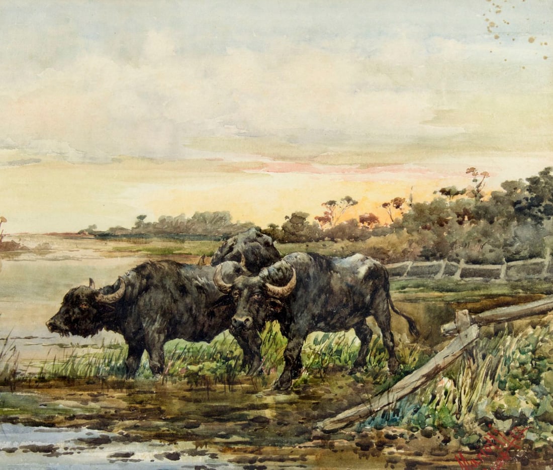 Leopoldo Mariotti (Italy,1848-1916) watercolor painting antique - 5