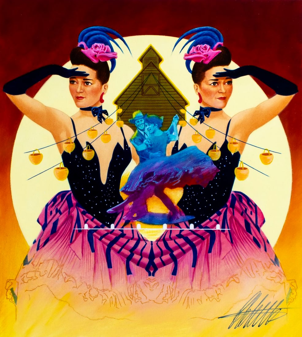 Ed Little (CT,b 1957) oil painting: ARTIST: Ed Little (Connecticut, born 1957) TITLE: Oklahoma (titled on verso) YEAR: 1993 MEDIUM: oil on canvas. Canvas applied to board. CONDITION: Very g