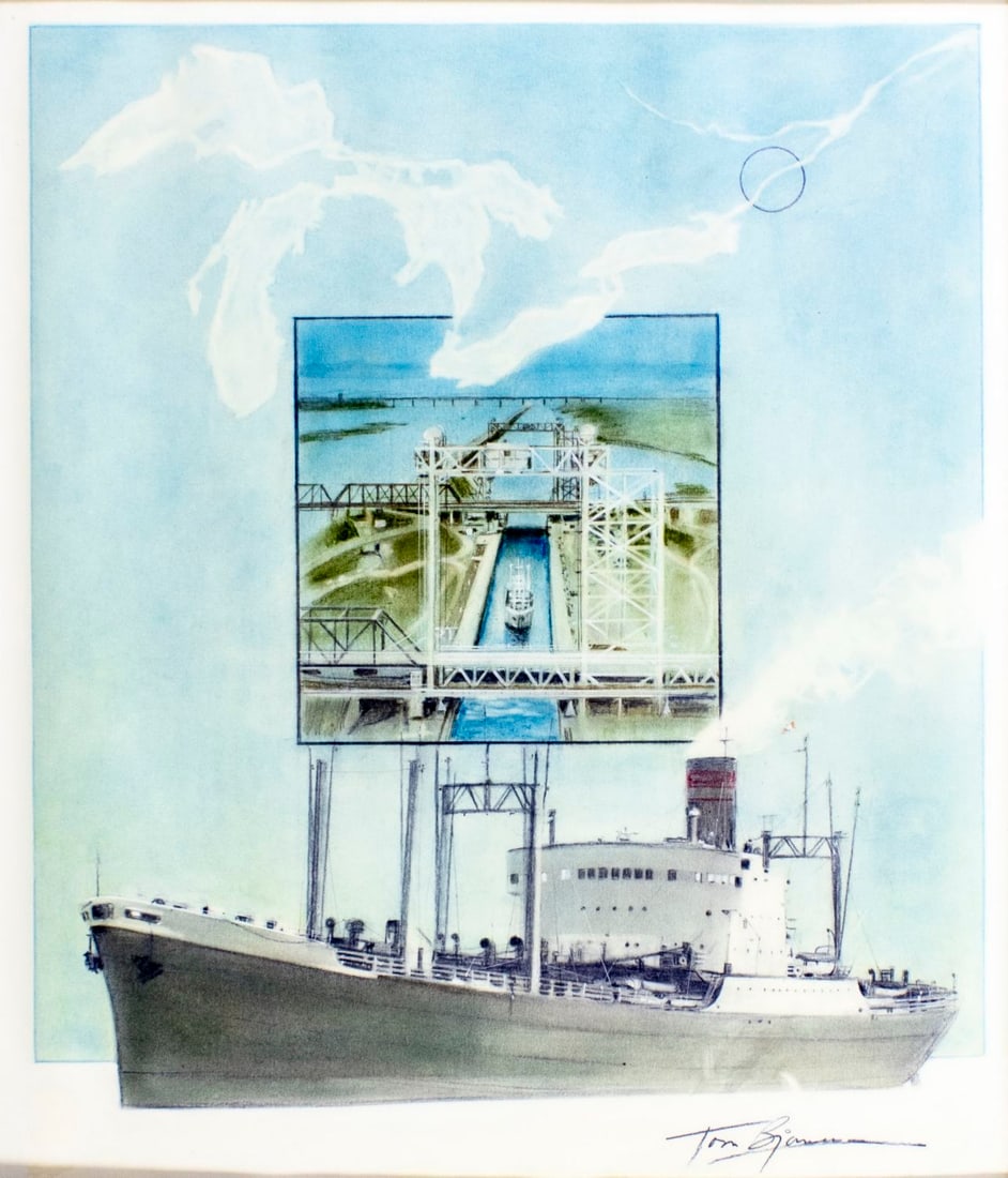 Tom Bjarnason (Canada,1925-2009) colored pencil painting (1 of 13)