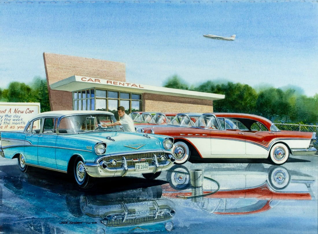 Jack Schmitt (CA,IL,20/21C) watercolor painting (1 of 12)