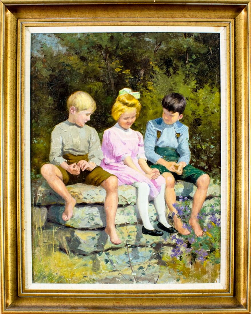 Carl Hirschberg (CT,1854-1923) oil painting antique - 3