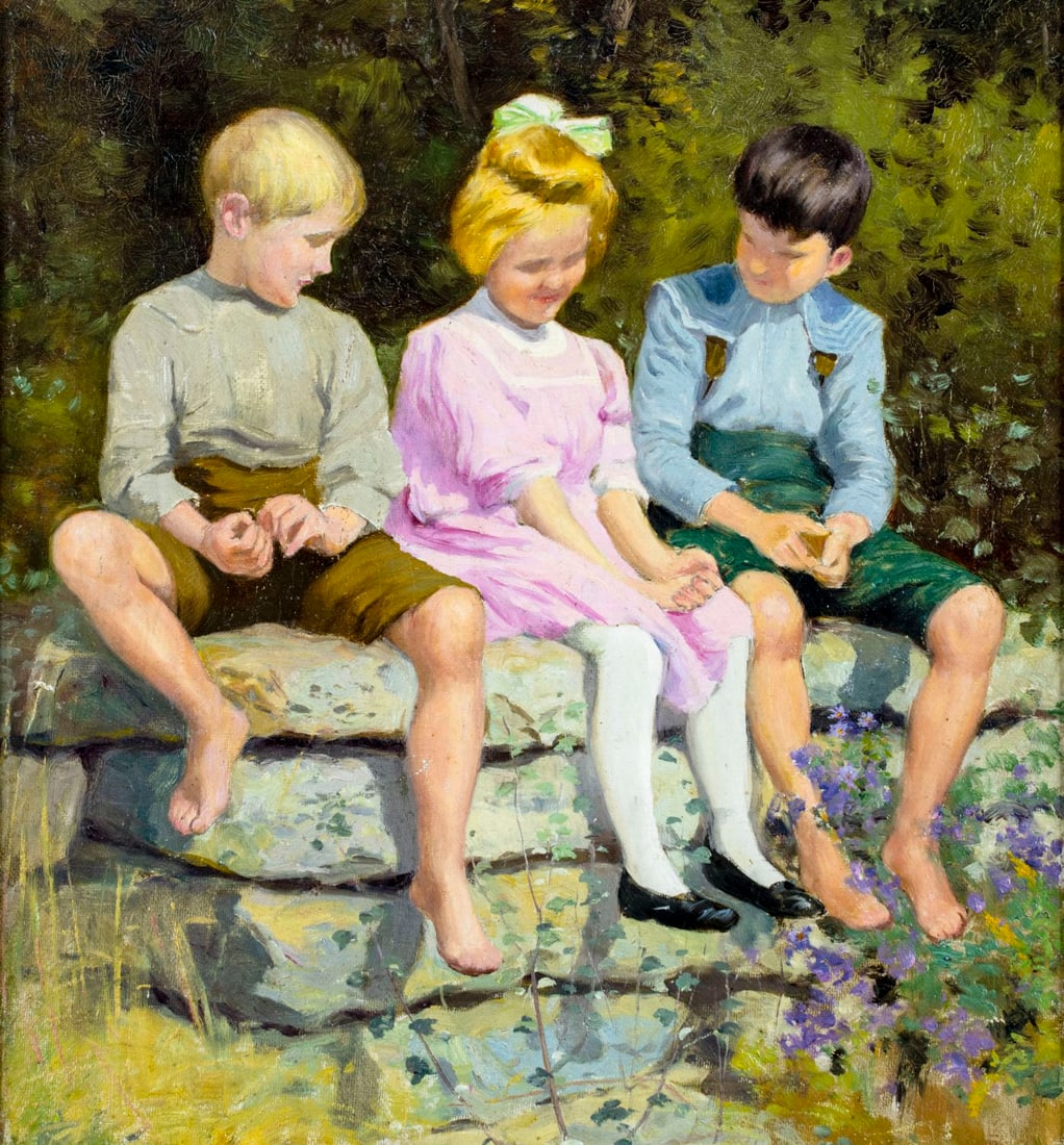 Carl Hirschberg (CT,1854-1923) oil painting antique - 5