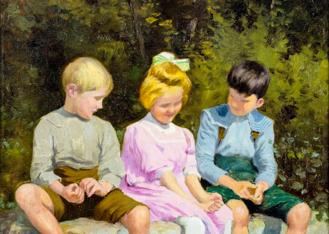 Carl Hirschberg (CT,1854-1923) oil painting antique - 6