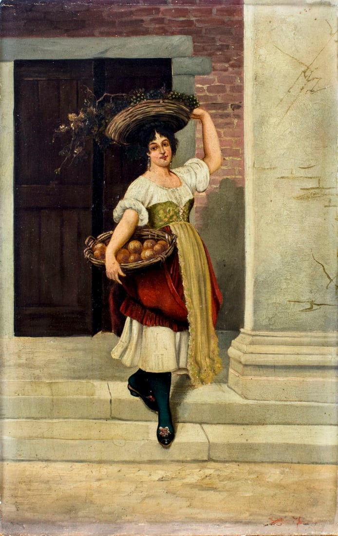 Antique early 20C Italian oil painting (1 of 12)