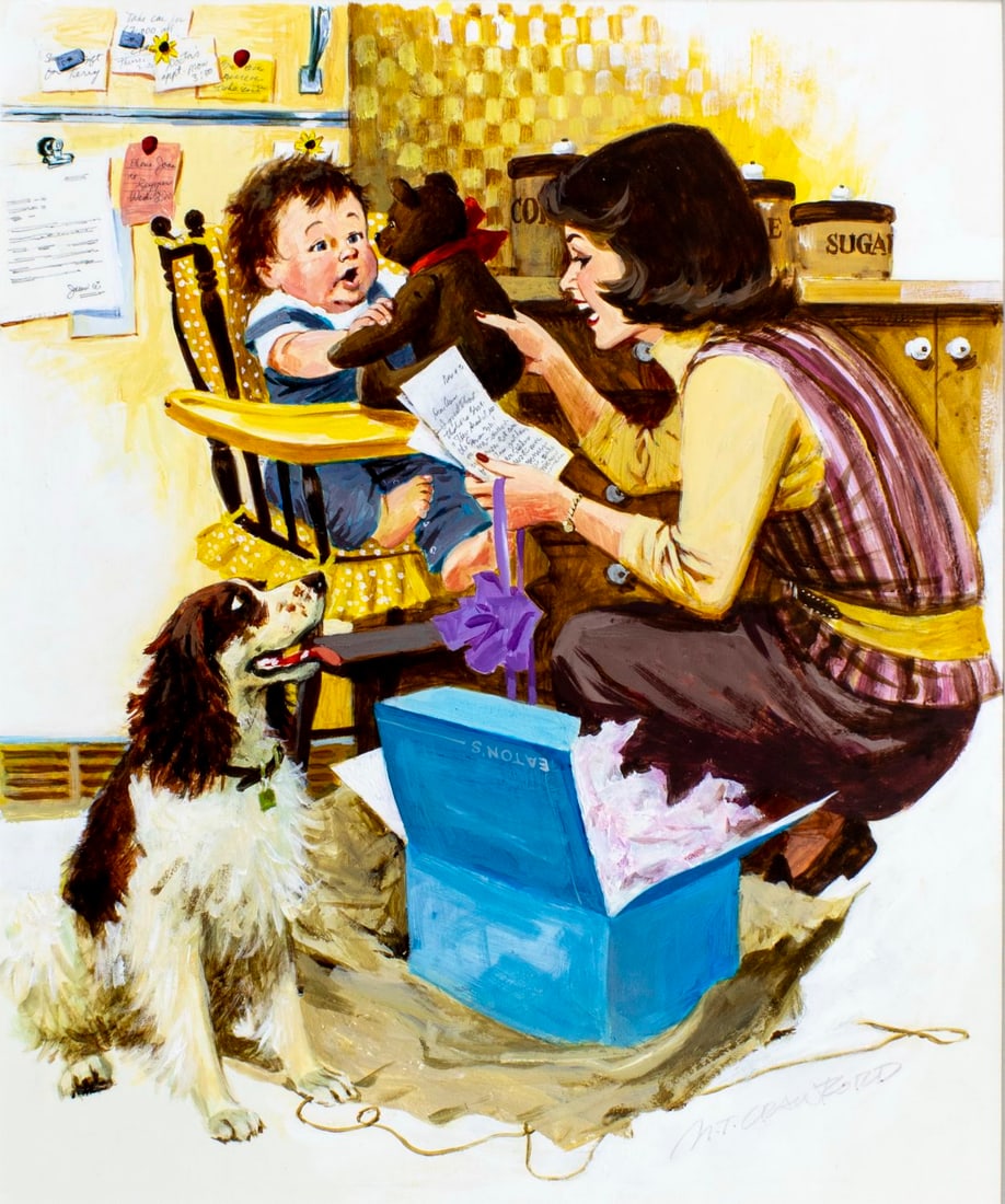 Mel Crawford (CT,Canada,1925-2015) gouache painting (1 of 13)