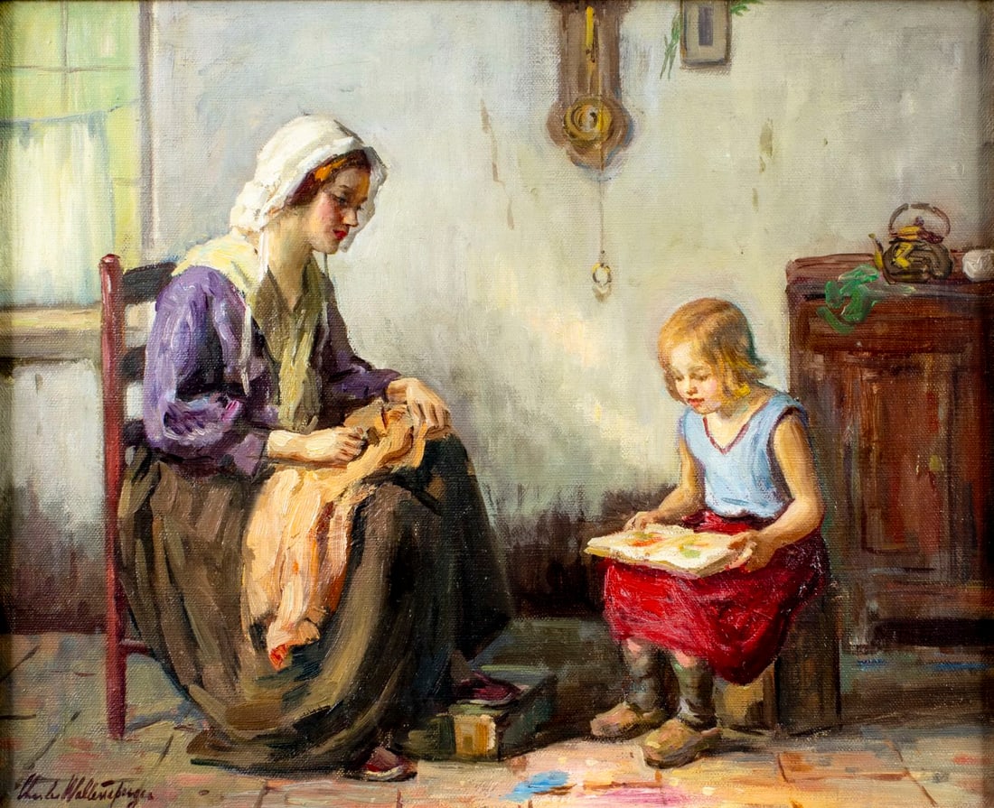 Charles Waltensperger (MI,Dutch,1871-1931) oil painting antique (1 of 12)