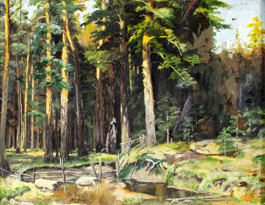 Antique early 20C American oil painting (1 of 12)