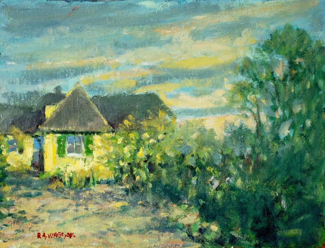 Robert Waltsak (NJ,b 1944) oil painting: ARTIST: Robert Alan Waltsak (New Jersey, born 1944) TITLE: Countryside Landscape with House MEDIUM: oil on canvas CONDITION: Very good. No visible inpaint under UV light. No