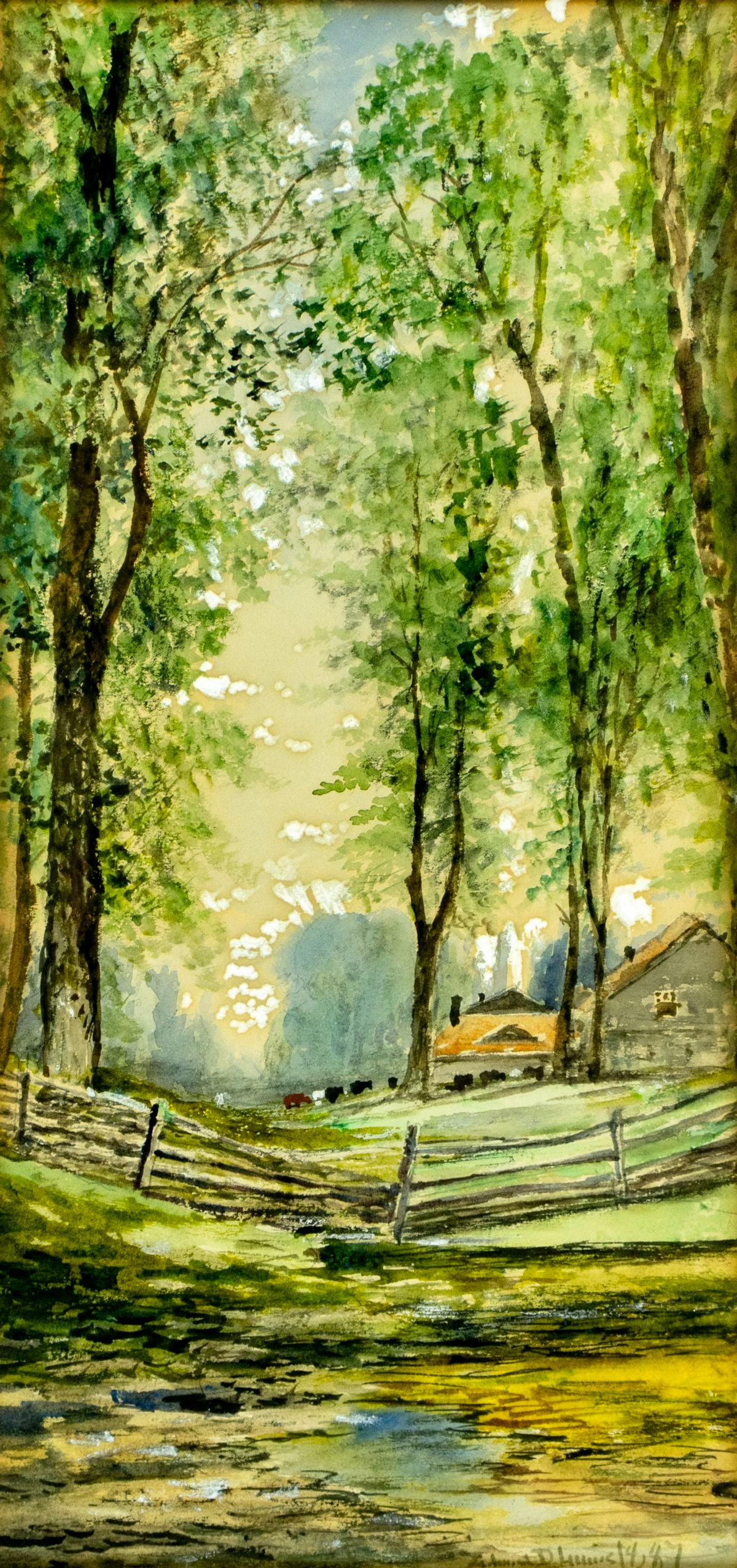 Edmund Darch Lewis (PA,1835-1910) watercolor painting antique (1 of 12)