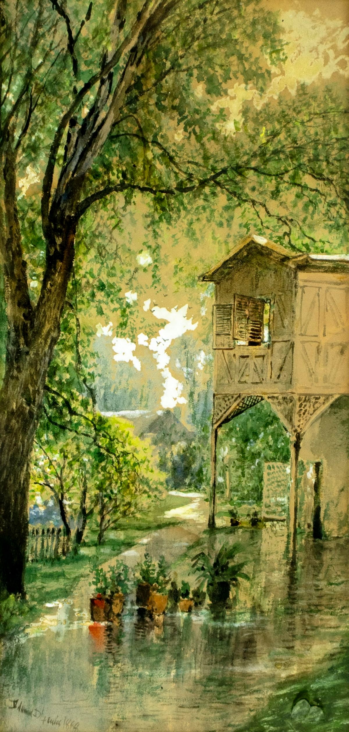 Edmund Darch Lewis (PA,1835-1910) watercolor painting antique (1 of 12)