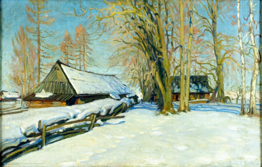 Antique early 20C American oil painting signed (1 of 13)