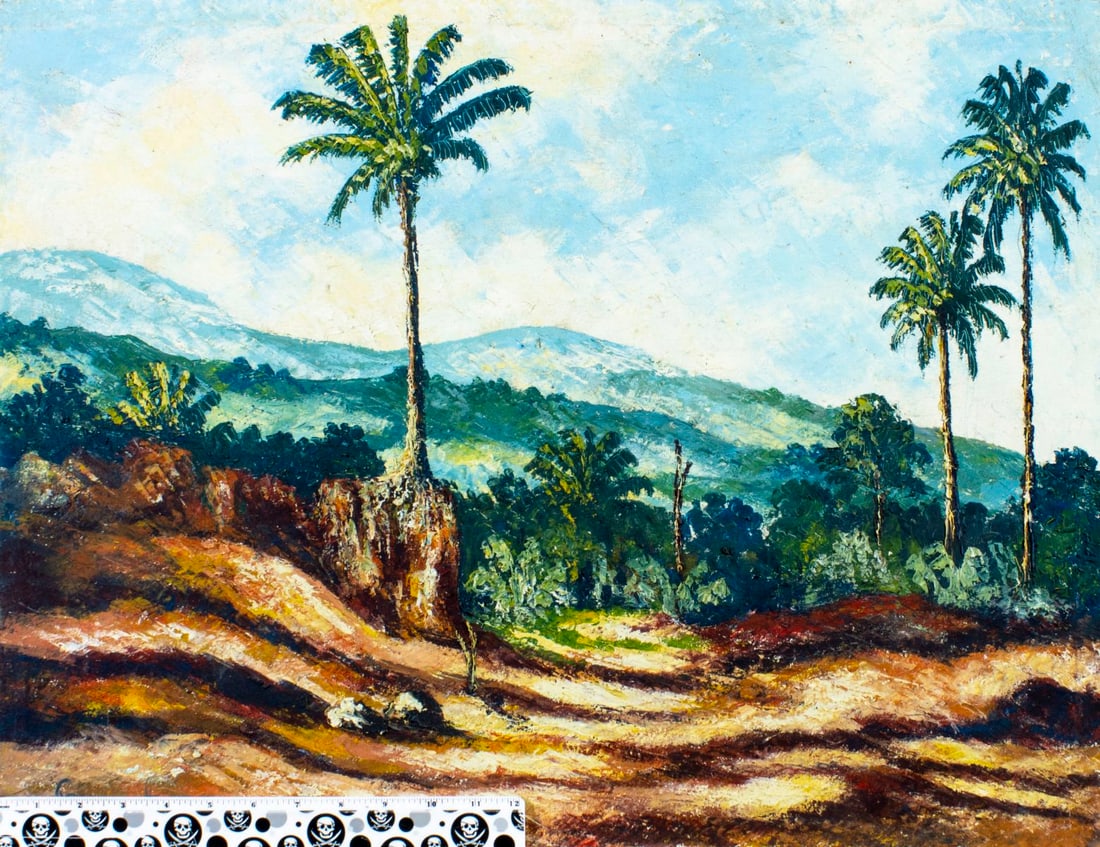 Vintage 20C South American oil painting signed - 2