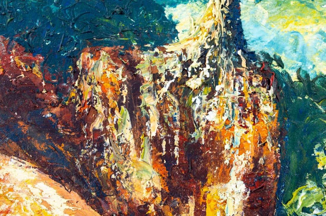 Vintage 20C South American oil painting signed - 8