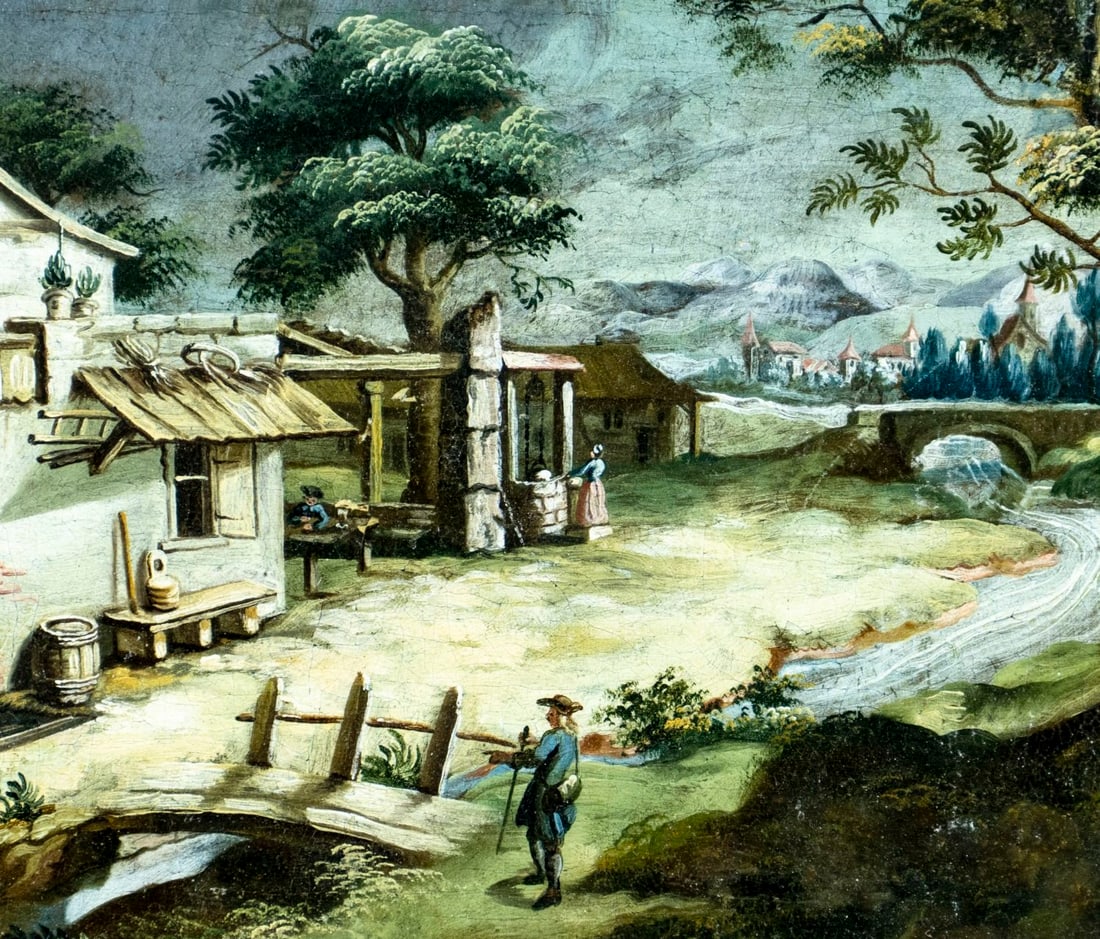 Antique 19C European oil painting - 4