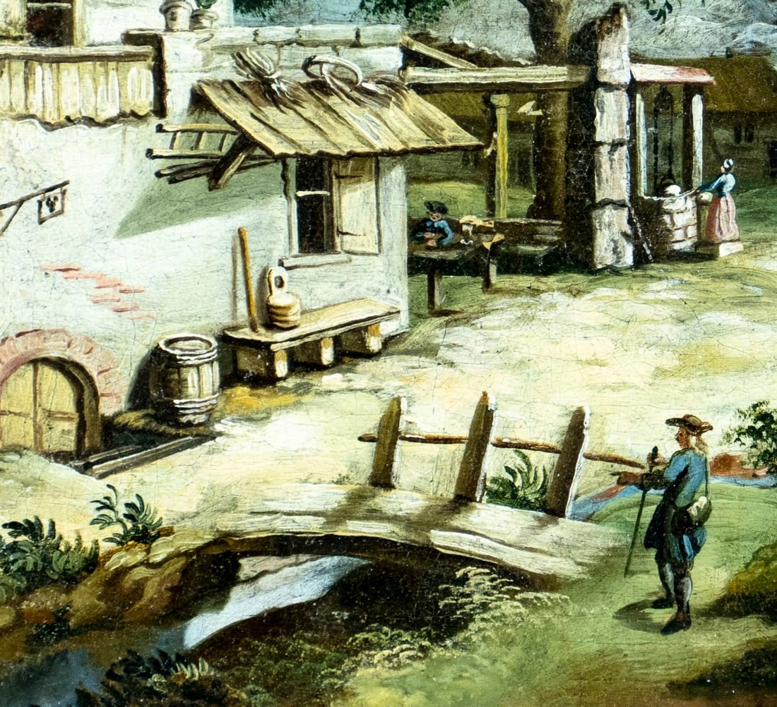 Antique 19C European oil painting - 5