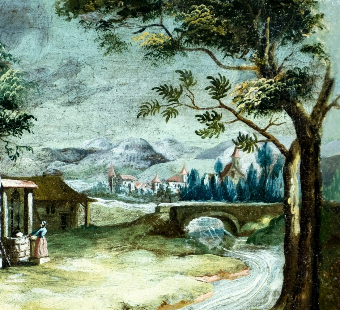 Antique 19C European oil painting - 6