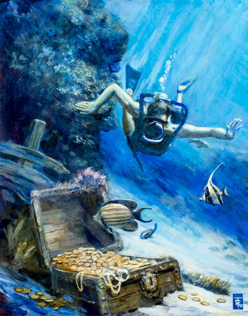 Russell Tripp (CA,1924-2025) acrylic painting (1 of 12)