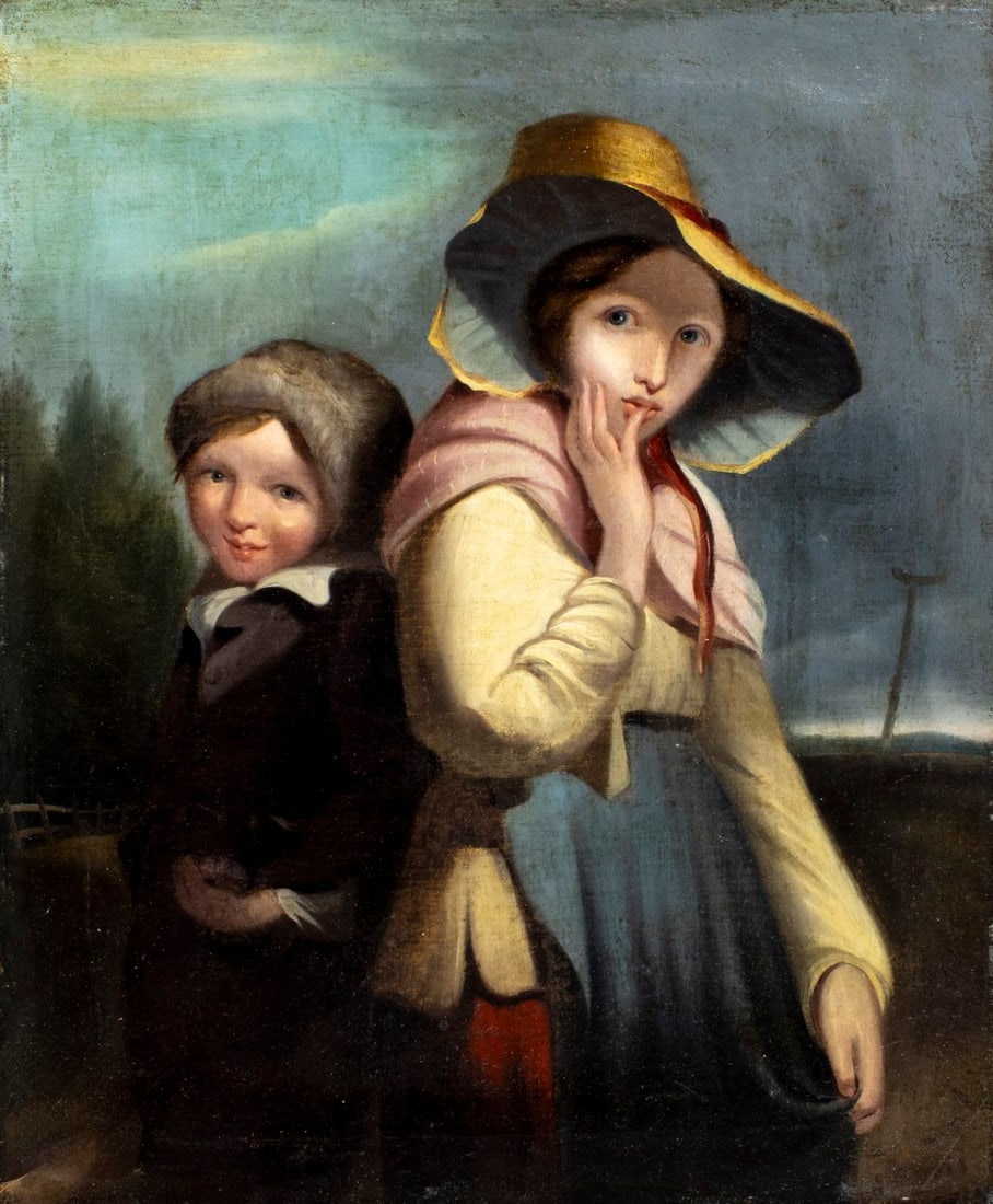 Antique 19C British oil painting signed (1 of 12)