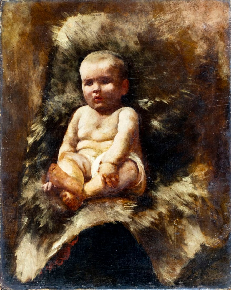 Antique 19C European oil painting - 3