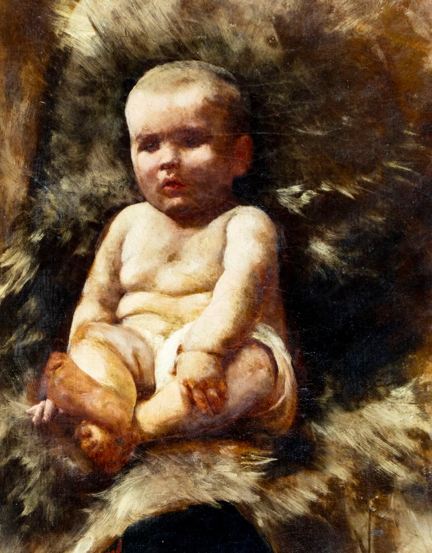 Antique 19C European oil painting - 4