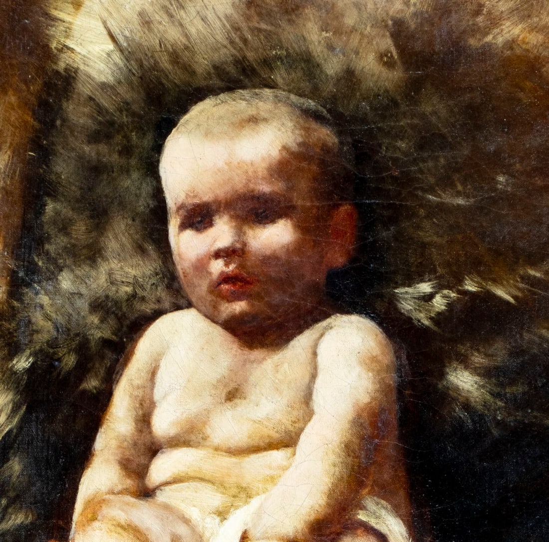 Antique 19C European oil painting - 5