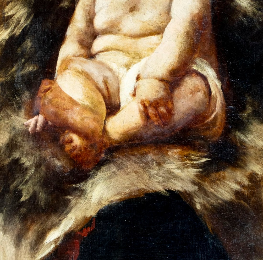 Antique 19C European oil painting - 6