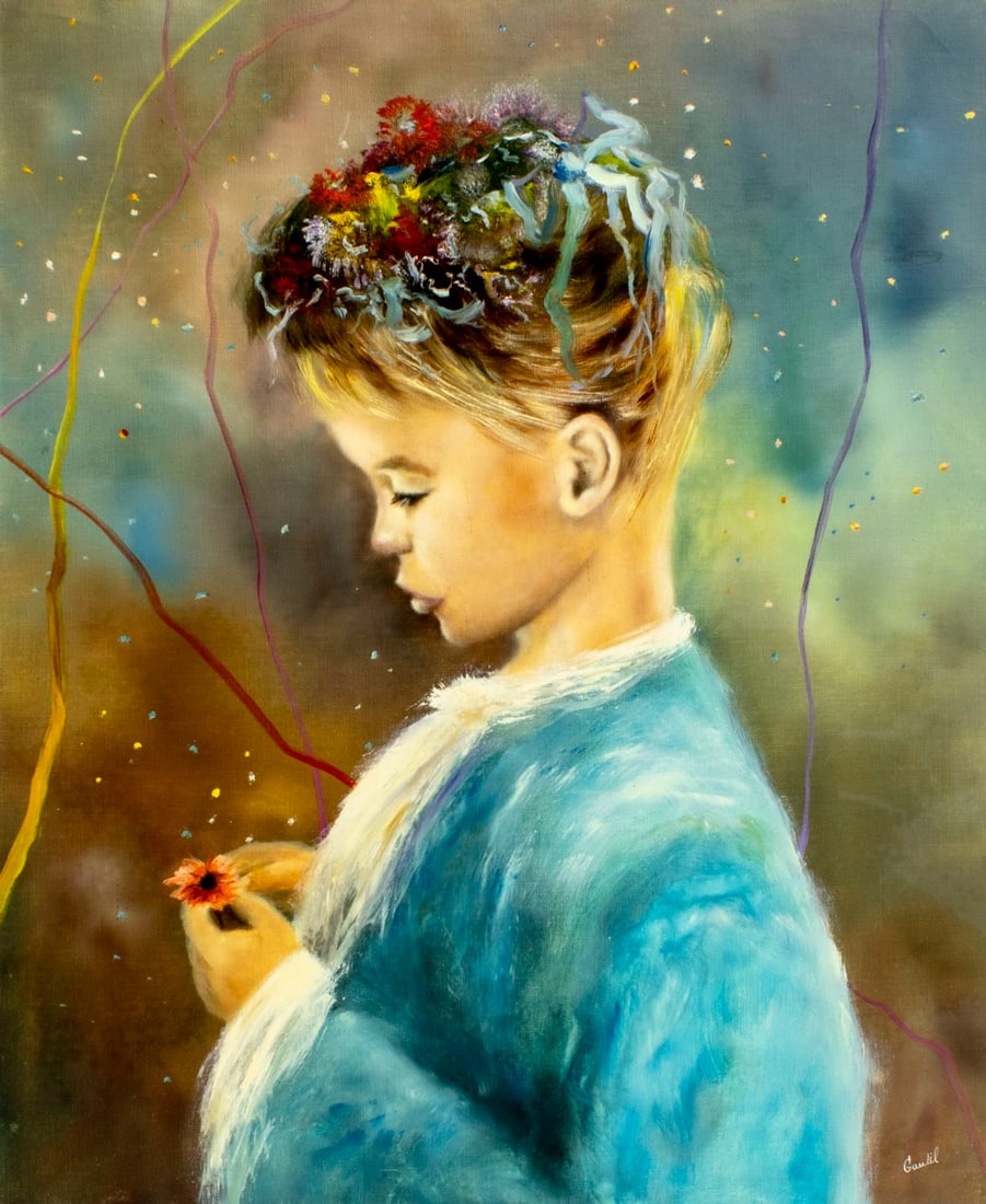 Vintage 20C European oil painting signed (1 of 13)