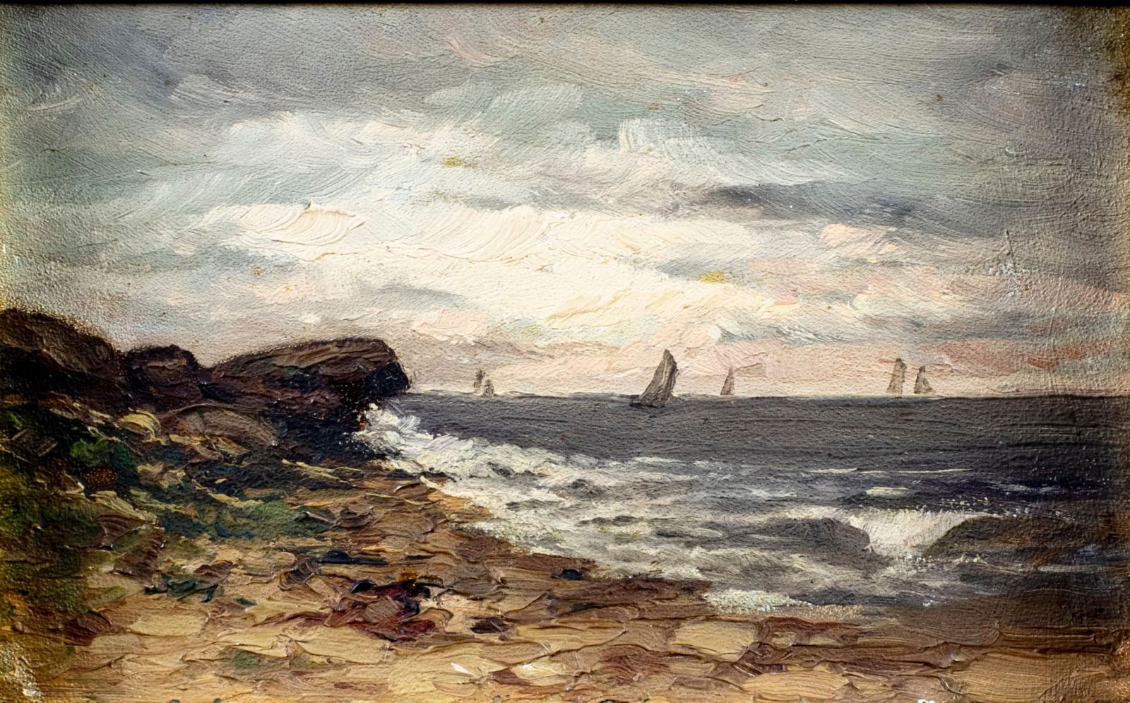 Antique early 20C American oil painting (1 of 13)