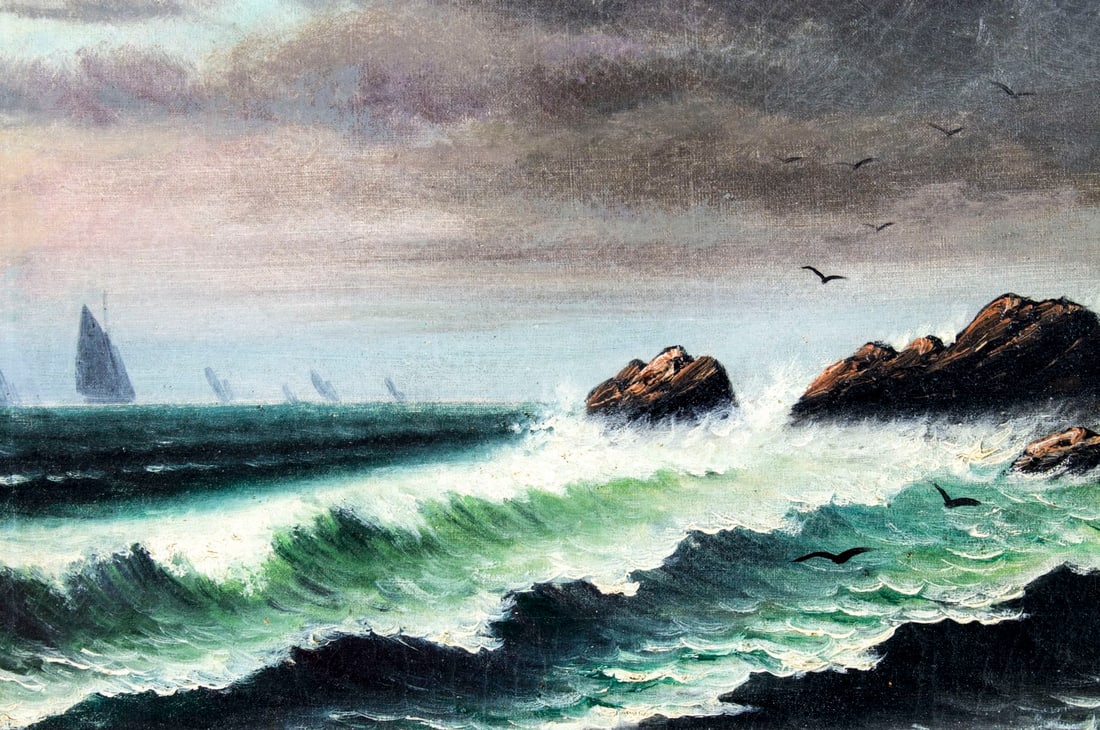 Antique early 20C American oil painting - 4