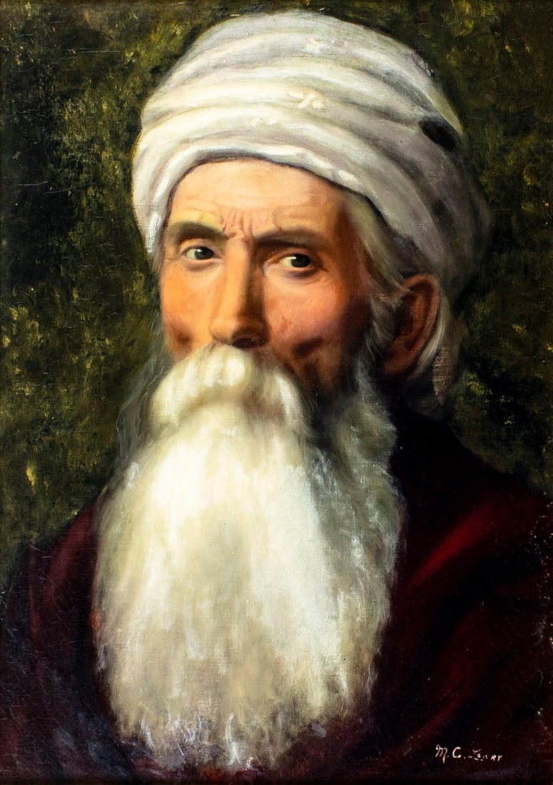 Antique 19C European oil painting signed (1 of 12)