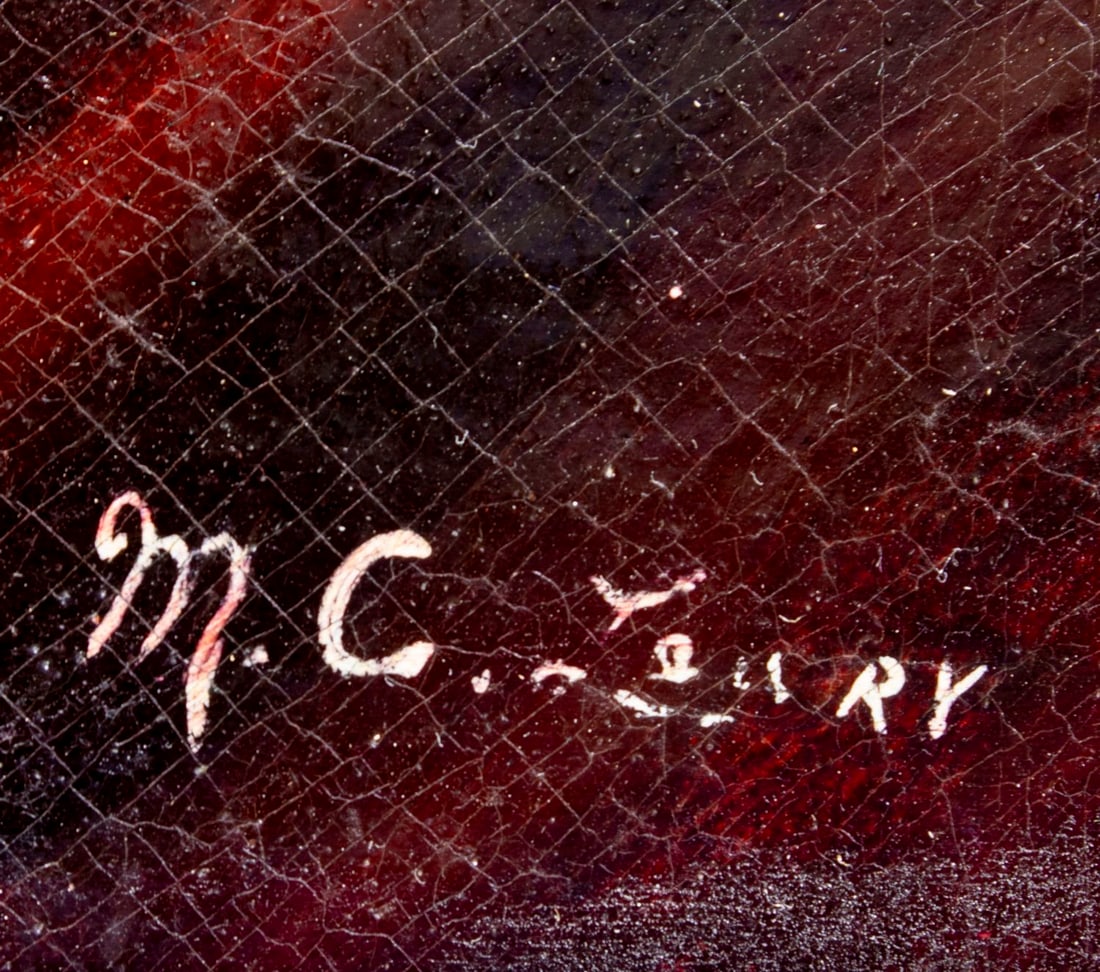 Antique 19C European oil painting signed - 4