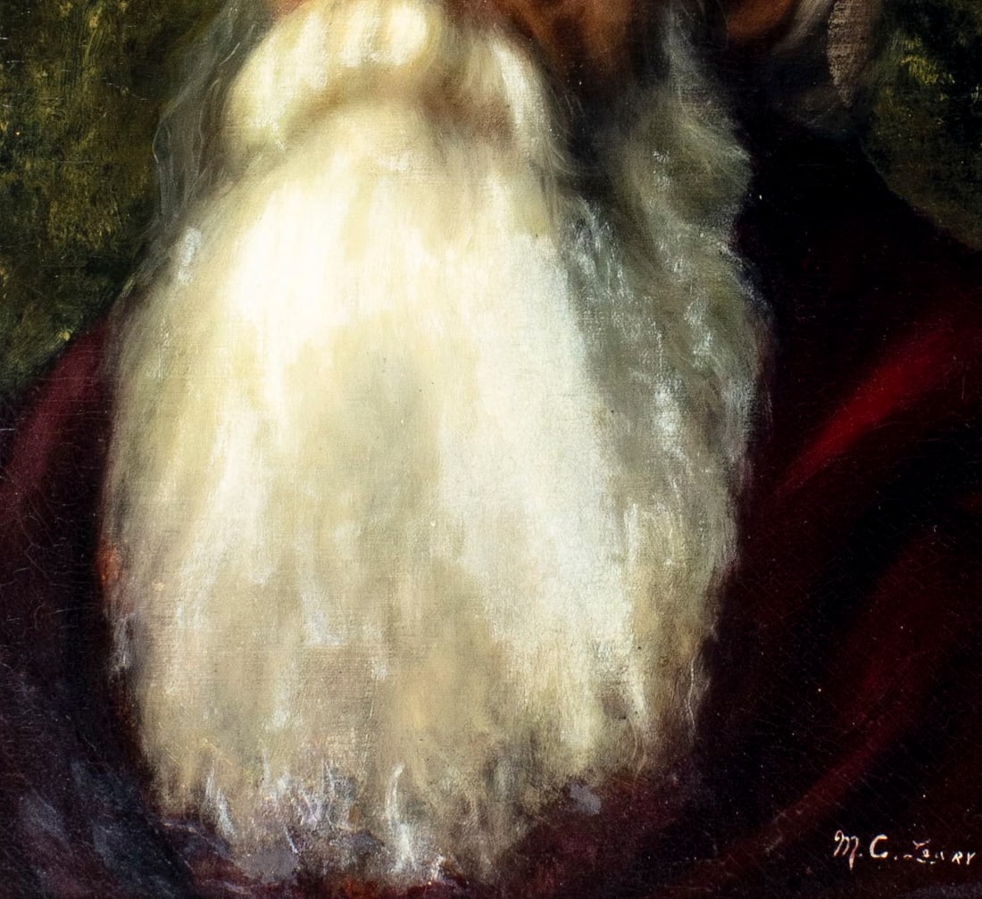 Antique 19C European oil painting signed - 7