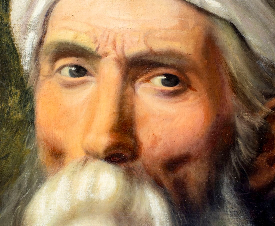 Antique 19C European oil painting signed - 8