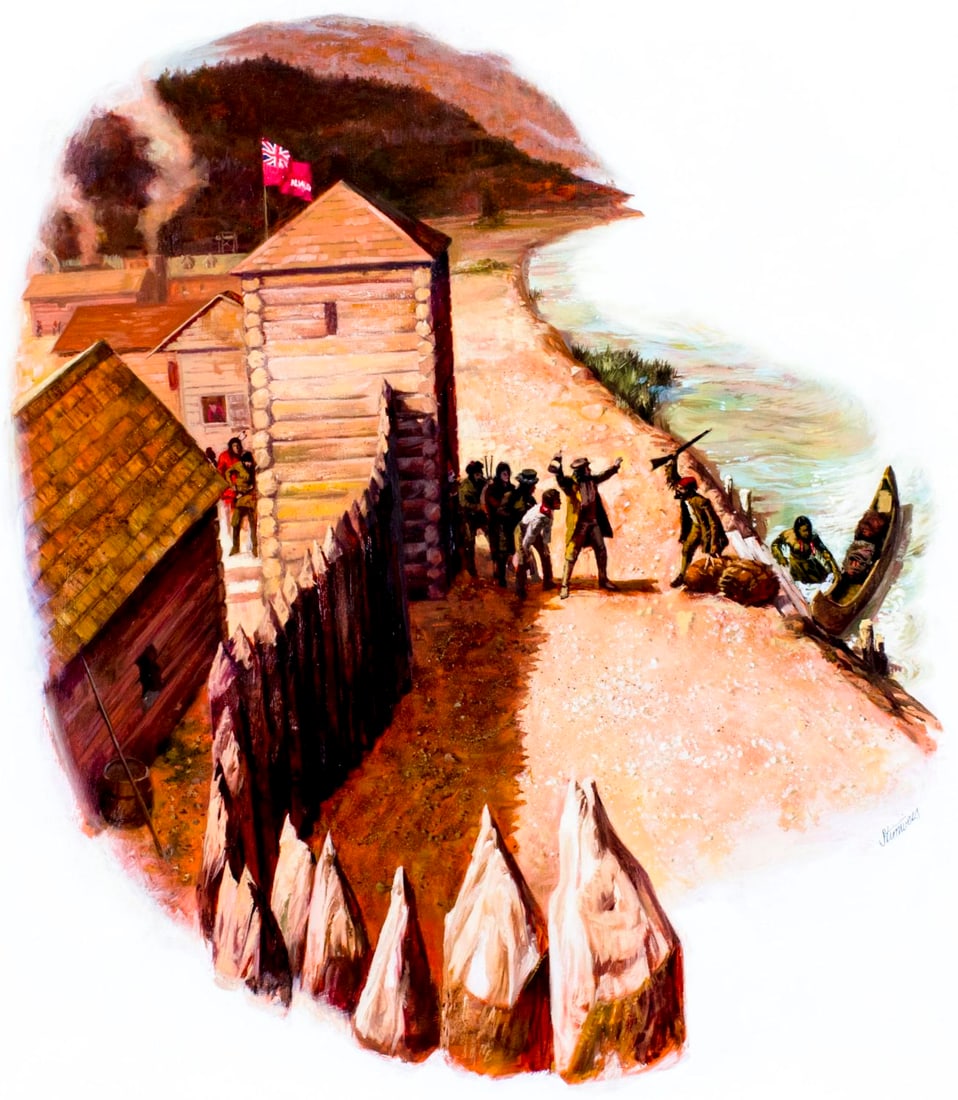 Shannon Stirnweis (AZ,NY,NH,OR,1931-2019) acrylic painting: ARTIST: Shannon Stirnweis (Arizona, New York, New Hampshire, Oregon, 1931 - 2019) NAME: Fort William YEAR: 1983 MEDIUM: acrylic on board CONDITION: Excellent. No visible