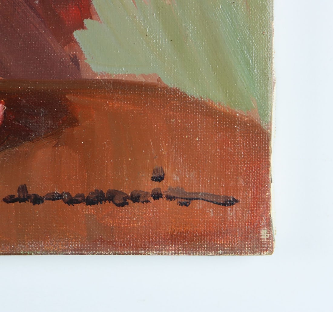 Vintage 20C European oil painting signed - 10