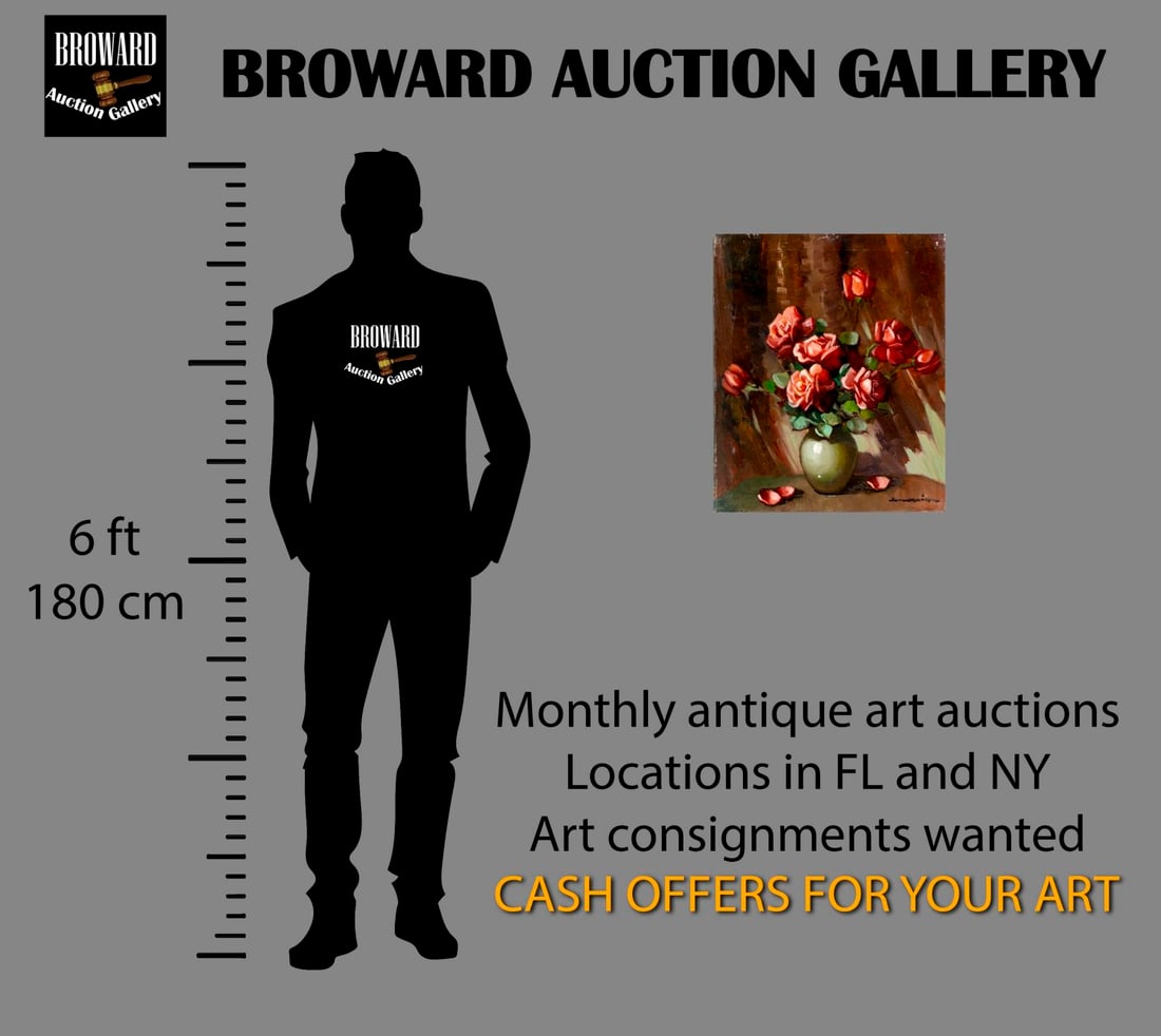 Vintage 20C European oil painting signed - 2