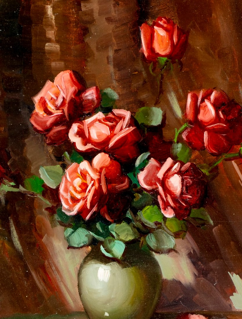 Vintage 20C European oil painting signed - 5