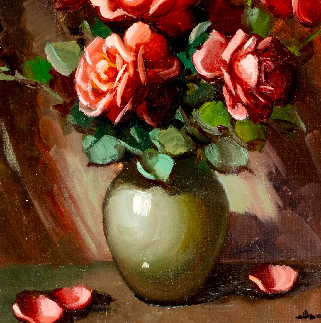 Vintage 20C European oil painting signed - 7