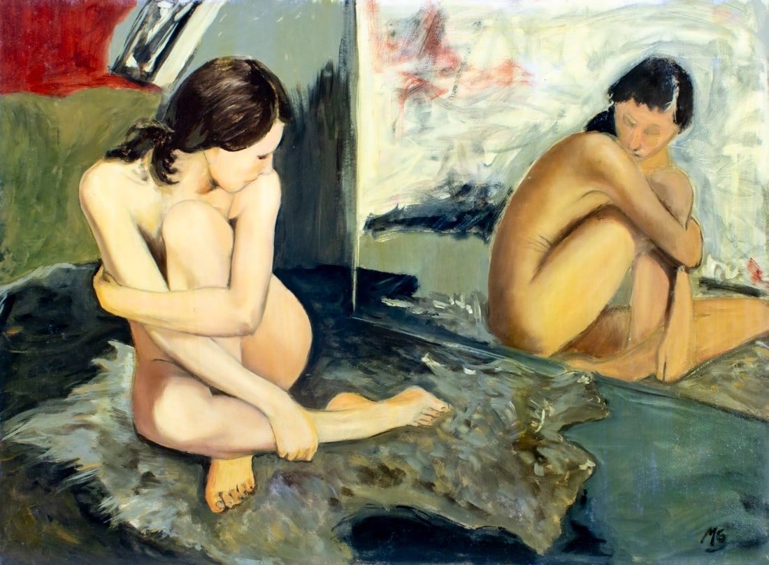 Marc Olivier Gregoire (France,1897-1991) oil painting: ARTIST: Marc Olivier Gregoire (French, 1897 - 1991) TITLE: Seated Nude MEDIUM: oil on board CONDITION: Some small scratches/paint losses. No visible inpaint under UV light