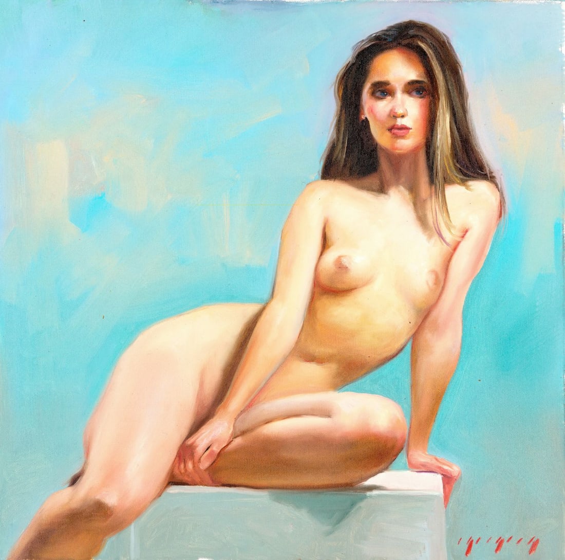 Igor Grey (Ukraine,b 1975) oil painting: ARTIST: Igor Grey (Ukrainian, born 1975) TITLE: Nude - Soft Silence (titled on verso) MEDIUM: oil on canvas CONDITION: Very good. No visible inpaint under UV light.