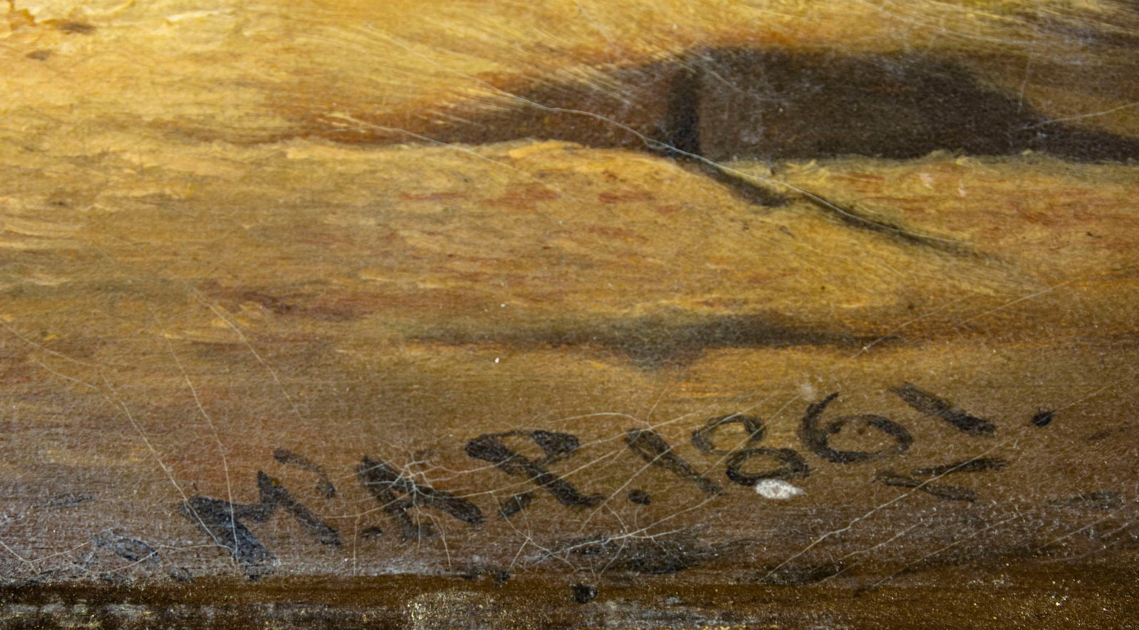 Antique 19C European oil painting signed - 4