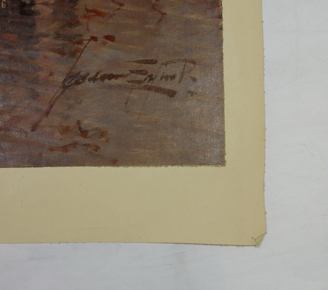 Vintage 20C European oil painting signed - 10