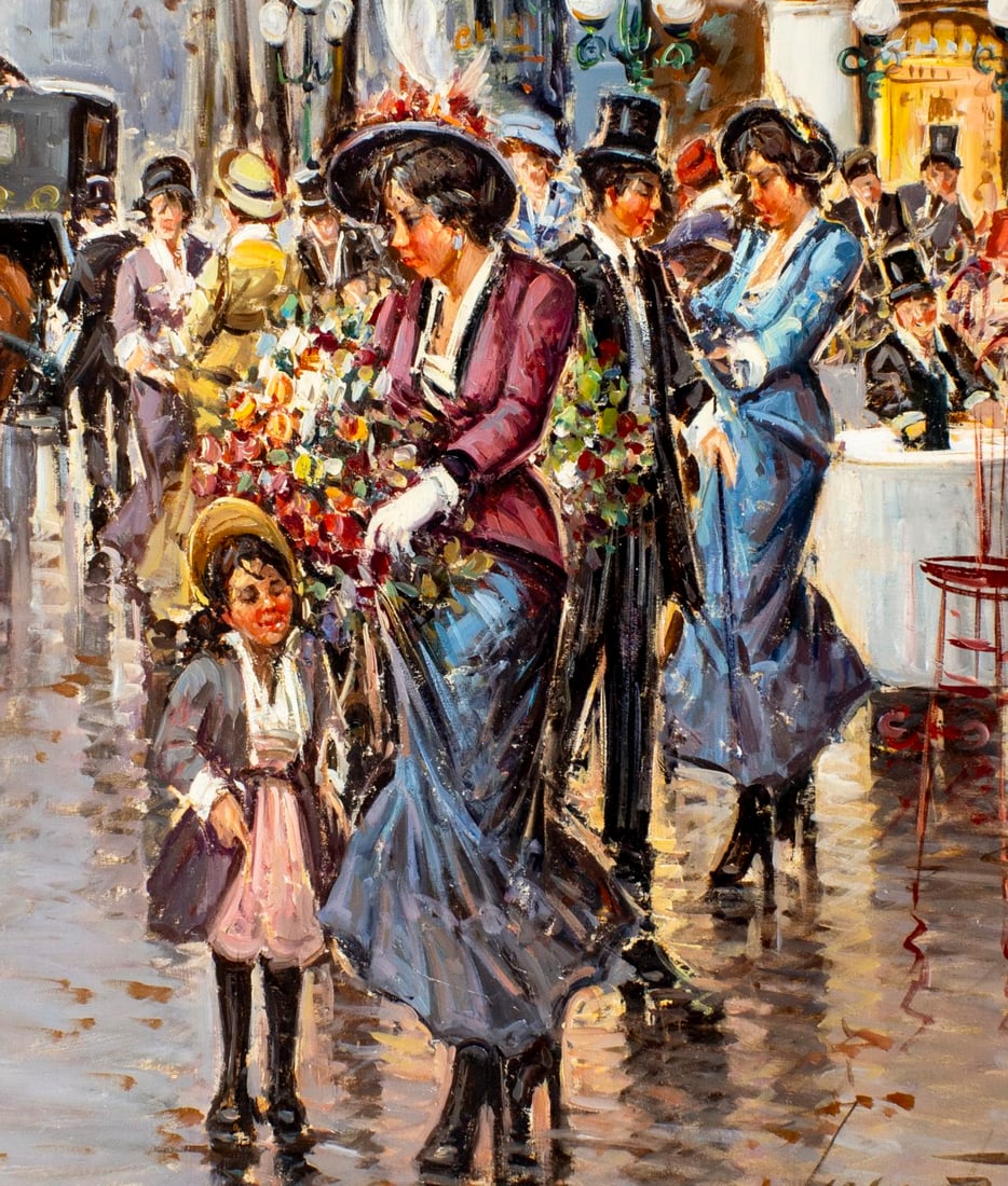 Vintage 20C European oil painting signed - 5