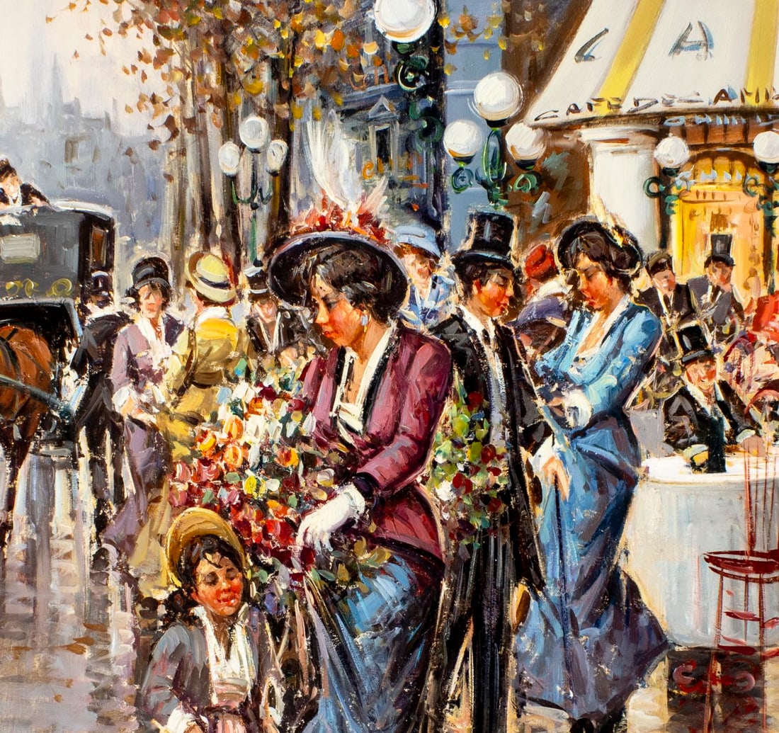 Vintage 20C European oil painting signed - 6