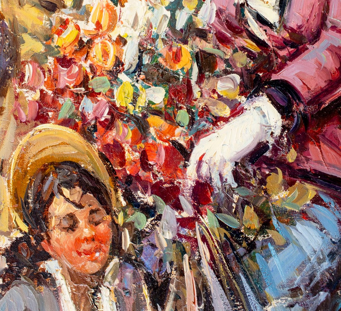 Vintage 20C European oil painting signed - 8