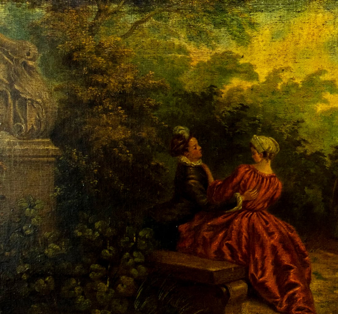 Antique 19C European oil painting - 5