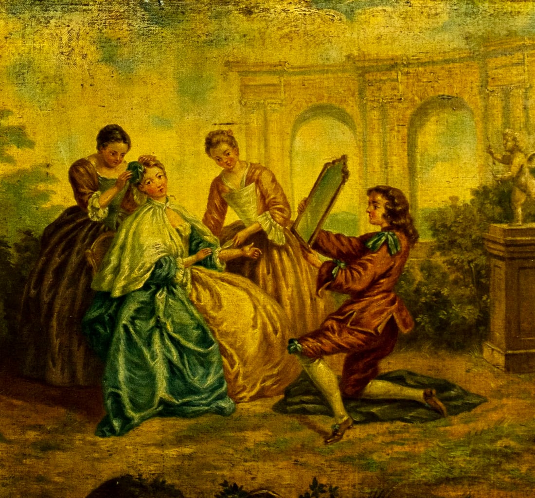 Antique 19C European oil painting - 6