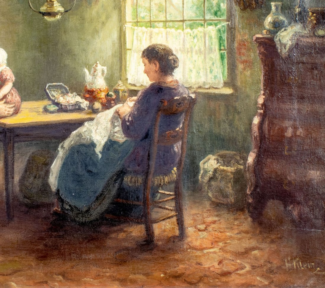 H Klein (Europe,early 20C) oil painting antique - 7